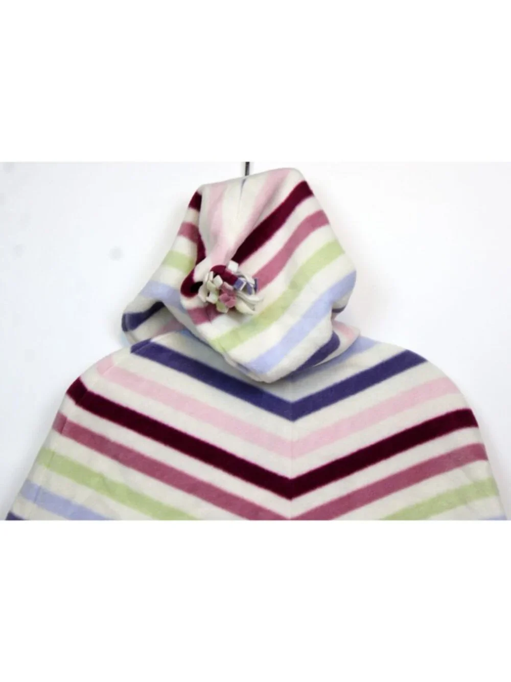 2005 Gymboree Winter Princess Striped Fleece Poncho Hooded Pockets sz Lg 10/12